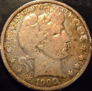 1908-D Barber Half Choice Original Fine - Picture 1 of 2