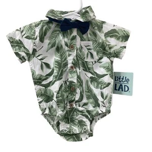 Little Lad Baby 2 Stück Hawaii Strampler Knopfleiste Hemd mit Schleife 0/3 Monate - Bild 1 von 7