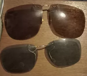 Vintage Clip On Sunglasses With Soft Case - Picture 1 of 4