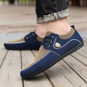 Herren Leinen Fahren Schuhe Atmungsaktiv Schnürer Freizeit Outdoor Wandern Büro - Bild 1 von 7