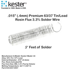 63/37 Tin/Lead Solder Wire Rosin Flux Core 3% Kester 44 - .015” (.4mm) - 5 Feet