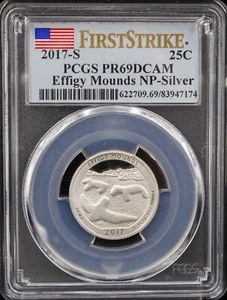 Montículos efigie PCGS PR69DCAM 2017-S NP-plateados 25c (L1907) - Imagen 1 de 4