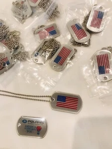 Lot of 20 Brand New Polaris Dog tag Necklace 1990s USA Flag - Picture 1 of 5