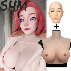 Maschera testa donna silicone realistica crossdresser maschera viso per donna cosplay - Foto 1 di 20