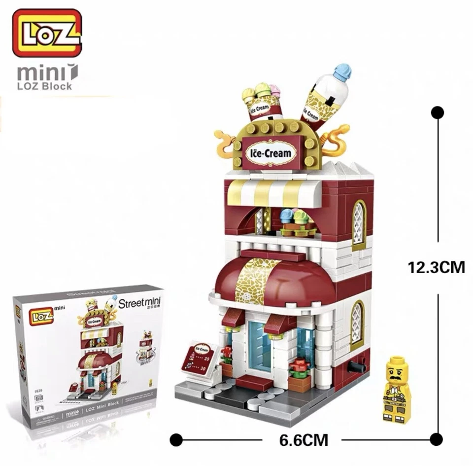 LOZ Mini Building Blocks Bricks Ice Cream Shop Village Market USA - Image 1 of 1