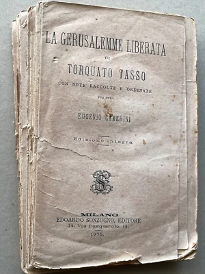 1875-TORQUATO TASSO GERUSALEMME LIBERATA A CURA DI EUGENIO CAMERINI - DA STUDIO - Immagine 1 di 3