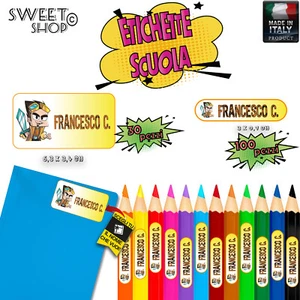 ETICHETTE ADESIVE PVC PER LA SCUOLA PERSONALIZZATE 30 + 100 NOME LYON KIT SCUOLA - Picture 1 of 1