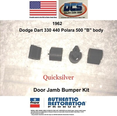 1962 Dodge Dart 330 440 Polara 500 "B" body Door Jamb Bumper Kit New MoPar USA - Image 1 of 2