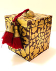 Sq. Dec Box Brn & Gold floral design 3 red tassels Dim: 5 1/2?Hx 5?W. Z Gallerie