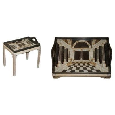 DAVID LINLEY PERSPECTIVE TRAY TABLE WITH ITALIAN MOSAIC TILE STYLE FINISH - Image 1 of 4