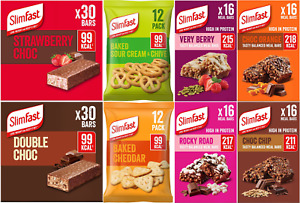 SlimFast Snack Bar, 30 x 25g, Balanced Meal Bar 16 x 60g, Snack Bags 12 x 22g