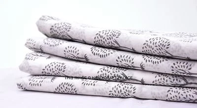 Indian Tree Floral Print Beautiful Hand Block Cotton Cloth Fabric 5 Yard Boho - Image 1 of 3