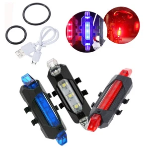 LED Bike Tail Night Lights USB Rechargeable Bicycle Rear Warning Signal Lamp - Picture 1 of 15