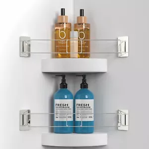 RV Shower Corner Storage Bar- Adjustable Stainless Steel Support for Travel T... - Picture 1 of 6