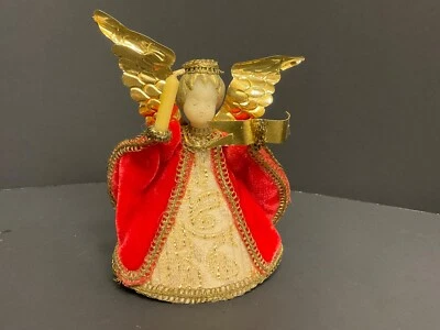 NAVIDAD KOESTEL CERA ÁNGEL CON TERCIOPELO DORADO Vestido ALEMANIA OCCIDENTAL Hecho a Mano 4.5" Foto 1 de 4