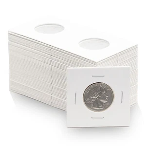 50 Coin Shield Quarter 2x2 Coin Flips – 25 Cent Cardboard Holders Archival Safe - Picture 1 of 7