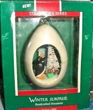 Winter Surprise`1989`Penguins Live Here,See Inside There Home,Hallmark Ornament