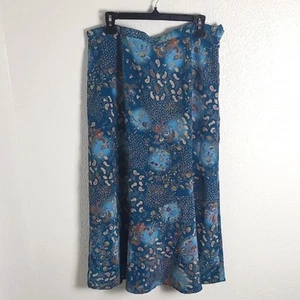 Sag Harbor bunter A-Linien-Rock, blaue Farbtöne & hellbraun/braun Paisley & Blumenmuster Gr. Large - Bild 1 von 7
