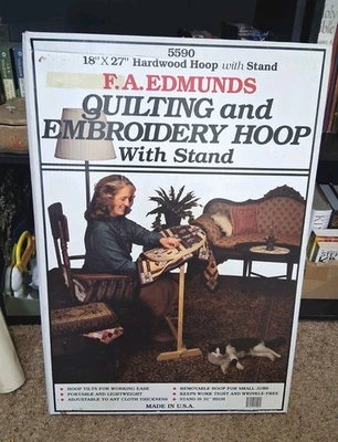 Frank A Edmunds Adjustable Rotating Quilting & Embroidery Hoop W/ Stand NEW - Image 1 of 4