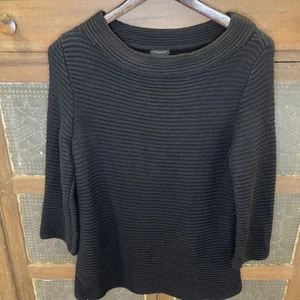 Suéter Pullover Ann Taylor Mujer M Negro Acanalado Manga 3/4 Lana Pesada - Imagen 1 de 11