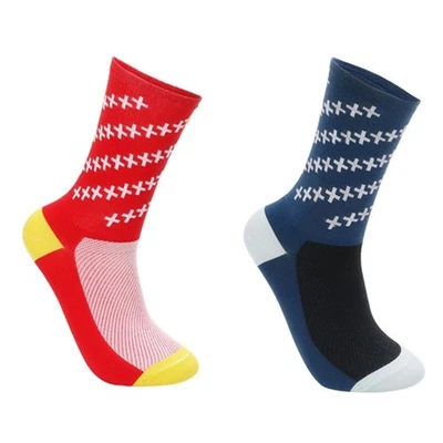 2Pairs Cycling Socks Riding Bicycle Bike Sports Ankle Socks XC MTB BMX Blue Red - Image 1 of 4