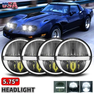 4PCS DOT 5.75" Round LED Headlights H4 Hi-Lo DRL For Chevy Corvette C3 1968-1982 - Picture 1 of 11
