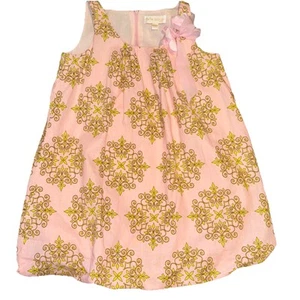 Girls Trish Scully Pink Green Bubble Bottom Party Summer Cotton Dress Sz 5 - Picture 1 of 9