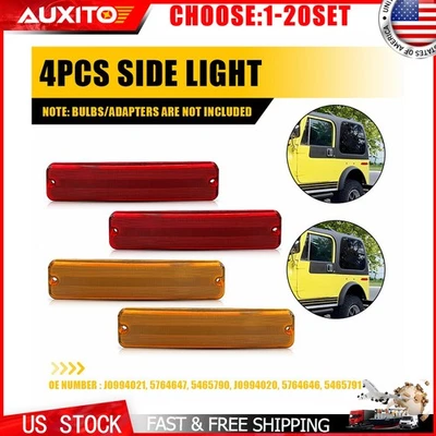 Fit 1972-1991 Jeep Cherokee Grand Wagoneer J10 J20 Amber Red Marker Lights 4-20X - Image 1 of 4