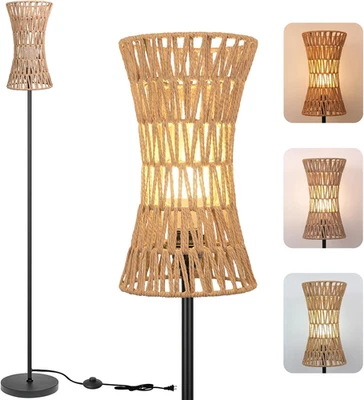 Floor Lamp for Living Room,Slim Waist Rattan Floor Lamp,Modern Standing Lamp wit - Image 1 of 4