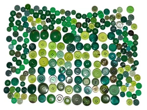 SHADES of GREEN Sewing Buttons Lot 230+ Junk Journals Crafts DIY - Picture 1 of 6