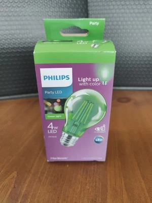 Philips Green A19 Medium 4W Indoor/Outdoor LED Decorative Party Light Bulb 12a - Image 1 of 4