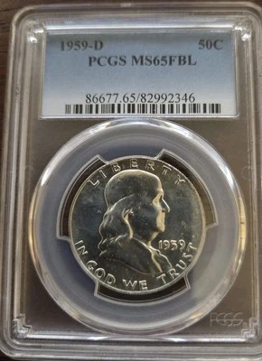 1959-D Franklin Half Dollar PCGS MS 65 FBL - Image 1 of 2