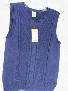 Gymboree Boys Youth Navy Blue Sweater Vest Size Medium 7/8 - New! - Picture 1 of 5