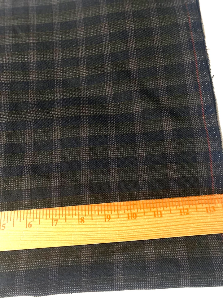 Tela/tonos vintage mezcla lana cuadros marrón 1 yarda 20" x 58" Foto 1 de 1