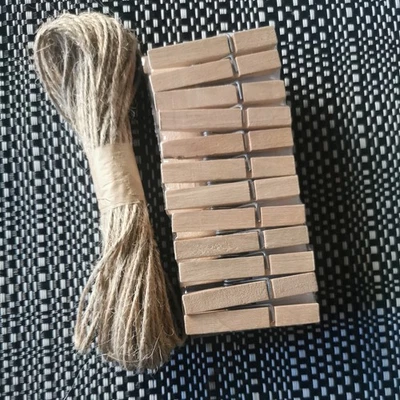 24 x 4cm Wooden Craft Pegs And String - Image 1 of 2