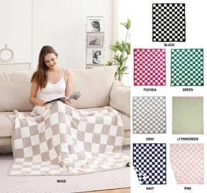 ComfyLuxe Checkered Pattern Throw Blanket - Picture 1 of 29