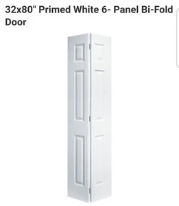 Bi-fold Closet Door Six Panel Primed White NEW 32 x 80" - Picture 1 of 1