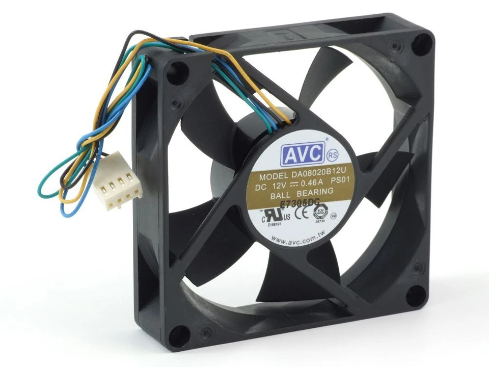 AVC DA08020B12U Computer Case Cooling Fan/Gehäuse-Lüfter 80x80x20mm 4-Wire 4-Pin - Bild 1 von 1
