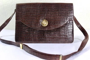 Guy Laroche Croc Print Brown Shoulder Bag, Hand Bag, Paris - Picture 1 of 12