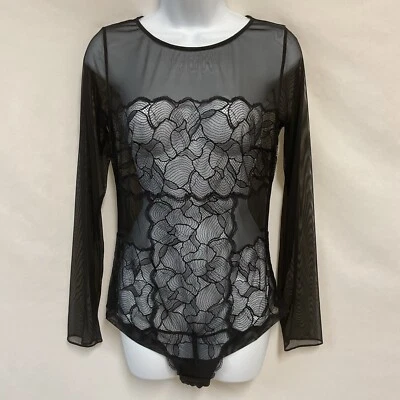 Sexy Body de Malla de Encaje La Perla Grande Negro Manga Larga Lencería Transparente Elastizado Foto 1 de 4