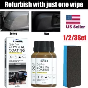 3Pcs Plastic Parts Crystal Coating Car Refresher Agent Maintenance And Sponge US - Picture 1 of 16