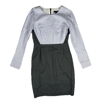 J. Crew Long Sleeve Wool Pinstripe Career Sheath Dress Size 6 Gray Blue F4 - Image 1 of 4