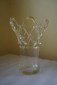 Vintage Handcrafted Murano Clear Open Lattice Vase, Woven, Mid Century - Bild 1 von 6