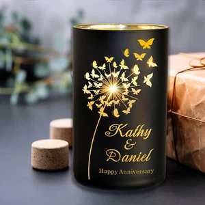 Personalised Scented Candle Engraved Any Text for Her Anniversary Birthday Gift - Picture 1 of 18