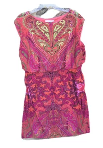 Peter Nygard 70s Psychedelic Sleeveless Colorful Print Elastic Waist Dress XL - Picture 1 of 11