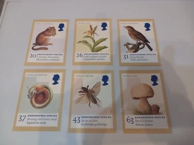 Juego de 6 postales de estampillas PHQ especie en peligro de extinción No 194(f) 1998 Foto 1 de 4