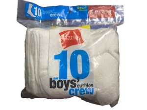 Hanes Boys Crew Socks 10-Pack Cushioned Durable Reinforced Heel Toe Size Small - Picture 1 of 4