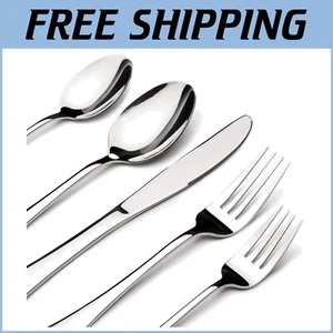 Modern 60-Piece Stainless Steel Cutlery Set – Dishwasher Safe, Ergonomic Design - Picture 1 of 9