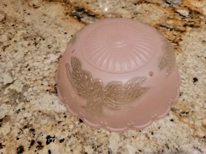 Antique 10.5" Art Deco PINK Frosted & Clear Glass Ceiling Light Fixture Shade - Picture 1 of 3