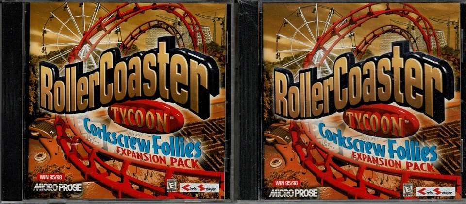 Lot of 2 Roller Coaster Tycoon Corkscrew Follies Expansion Pack Pc New Save More - Image 1 of 2